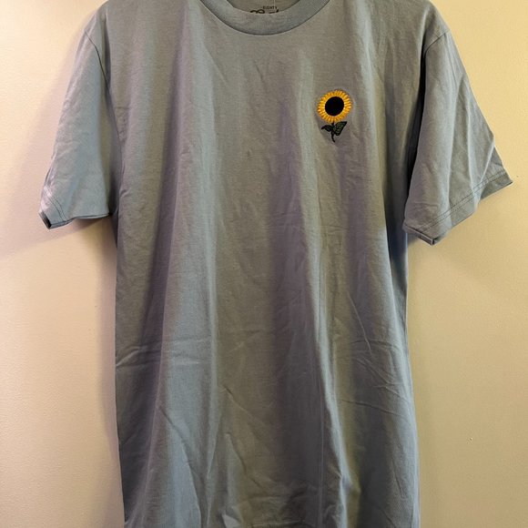 Eighty Eight Brand Blue Tee with Sunflower Embroidery - Size Medium - Picture 2 of 6